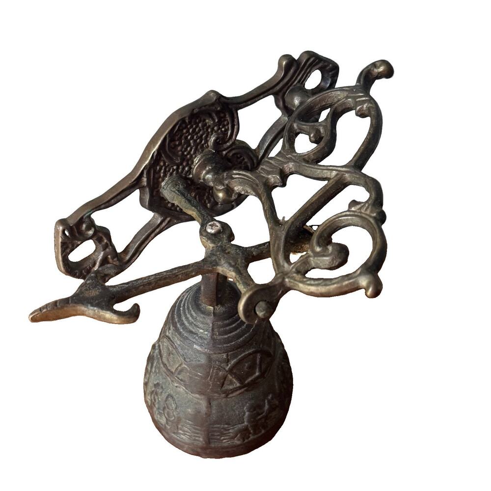Vintage Hanging Ringing Brass Monastery Bell Farmhouse Primitive Rustic